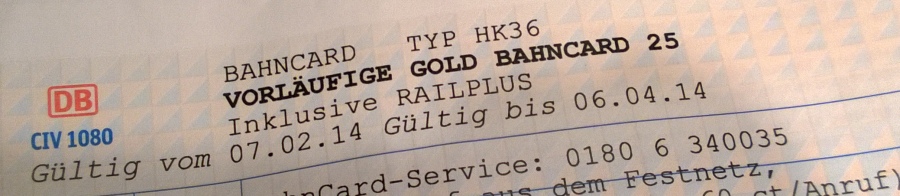 (vorläufige) BahnCard Gold 1. Klasse